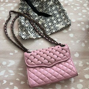 Rebecca Minkoff pink studded quilted crossbody bag